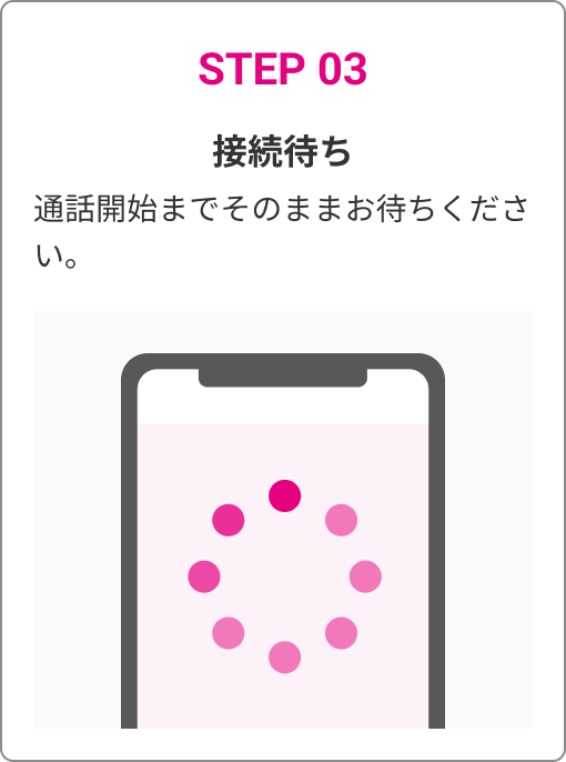 STEP 03　接続待ち　通話開始までそのままお待ちください。